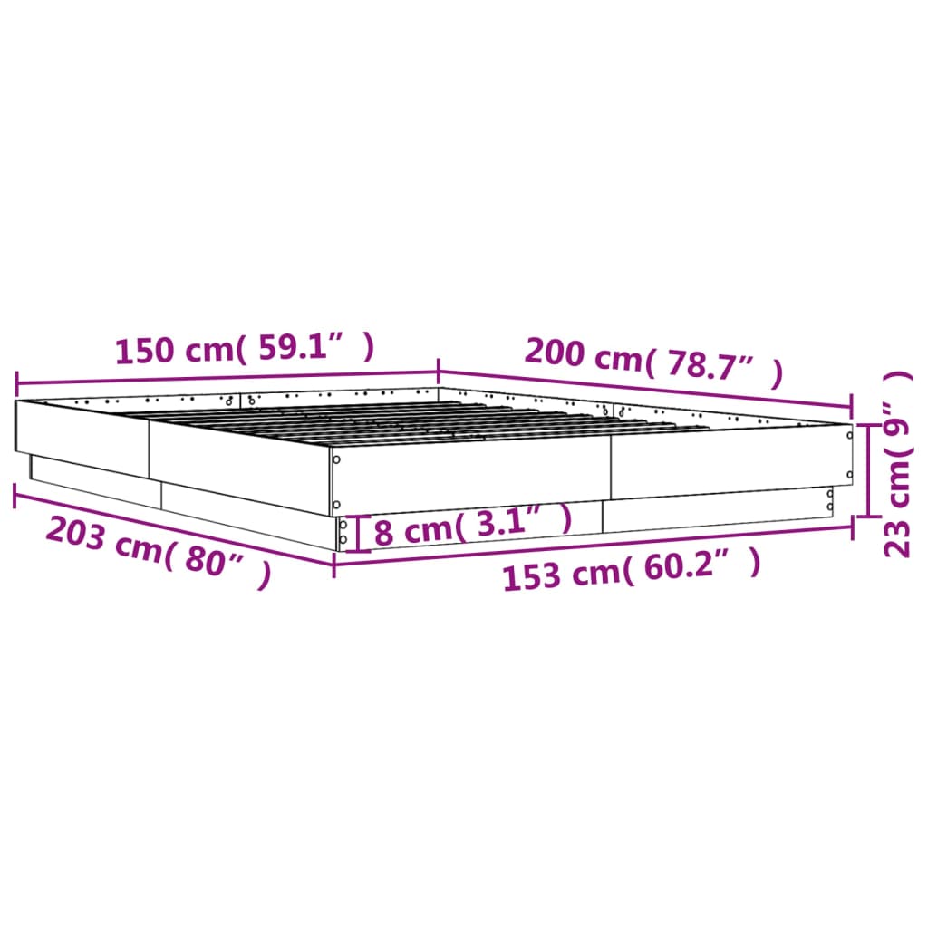 sengestel 150x200 cm konstrueret træ hvid