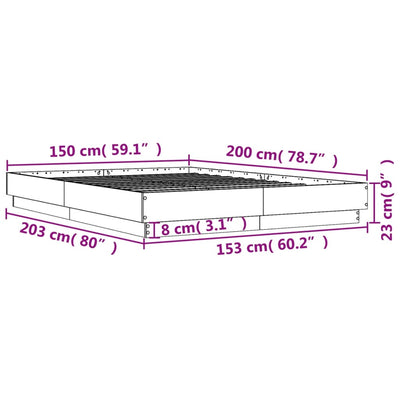 sengestel 150x200 cm konstrueret træ sort