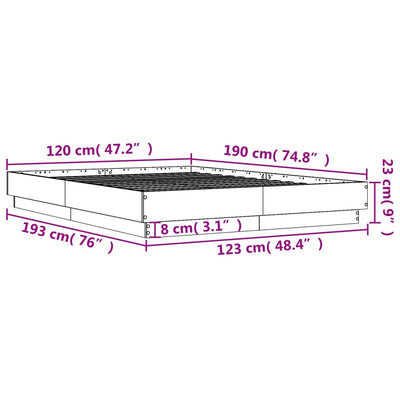 sengestel 120x190 cm konstrueret træ sonoma-eg