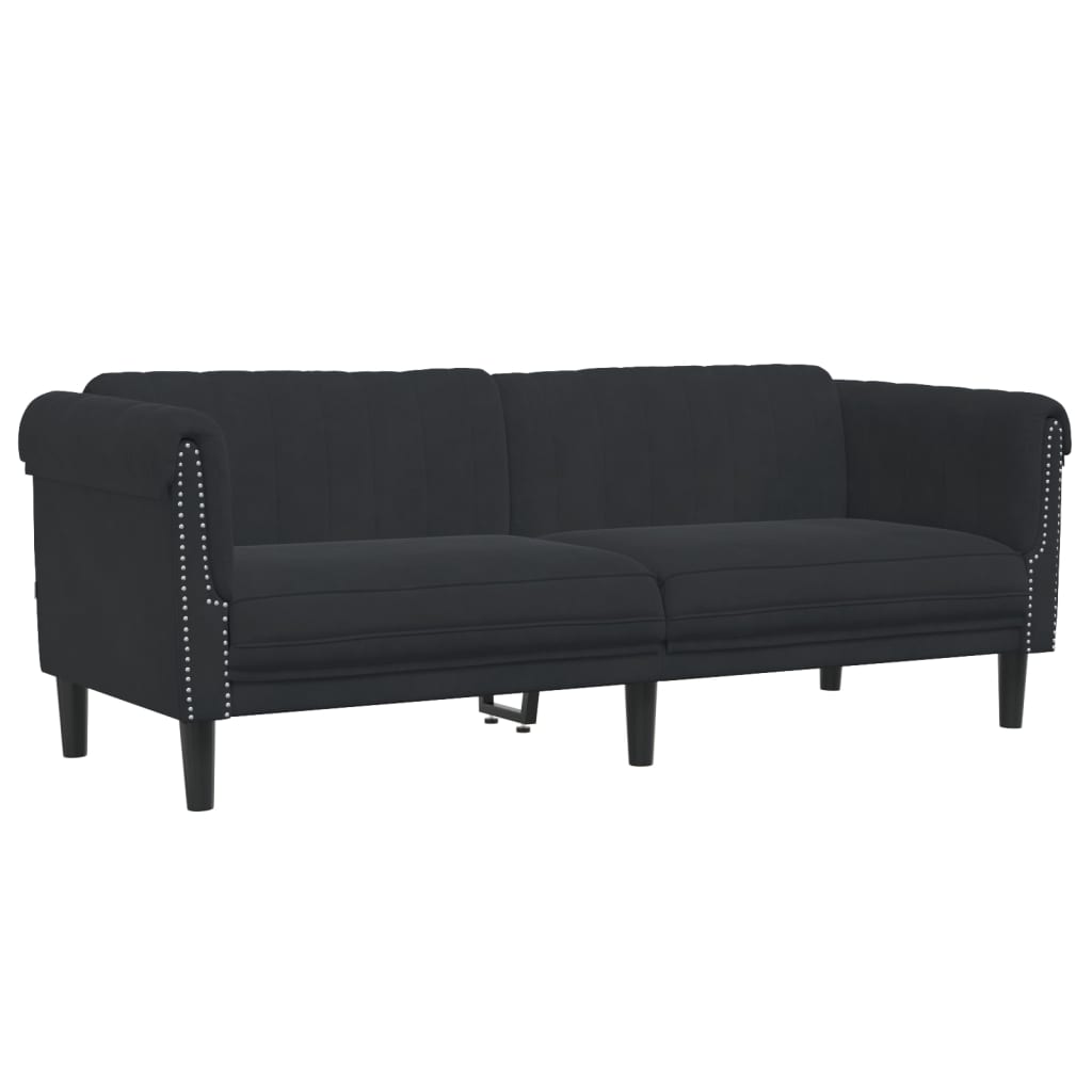 sofasæt 3 dele velour sort