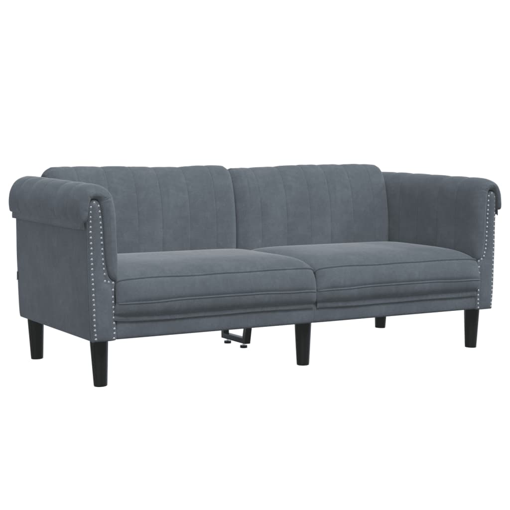 sofasæt 2 dele velour mørkegrå