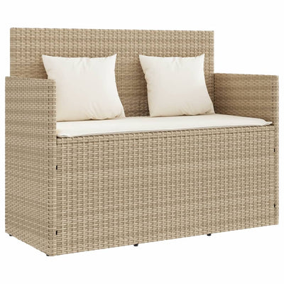 havebænk med hynder polyrattan beige