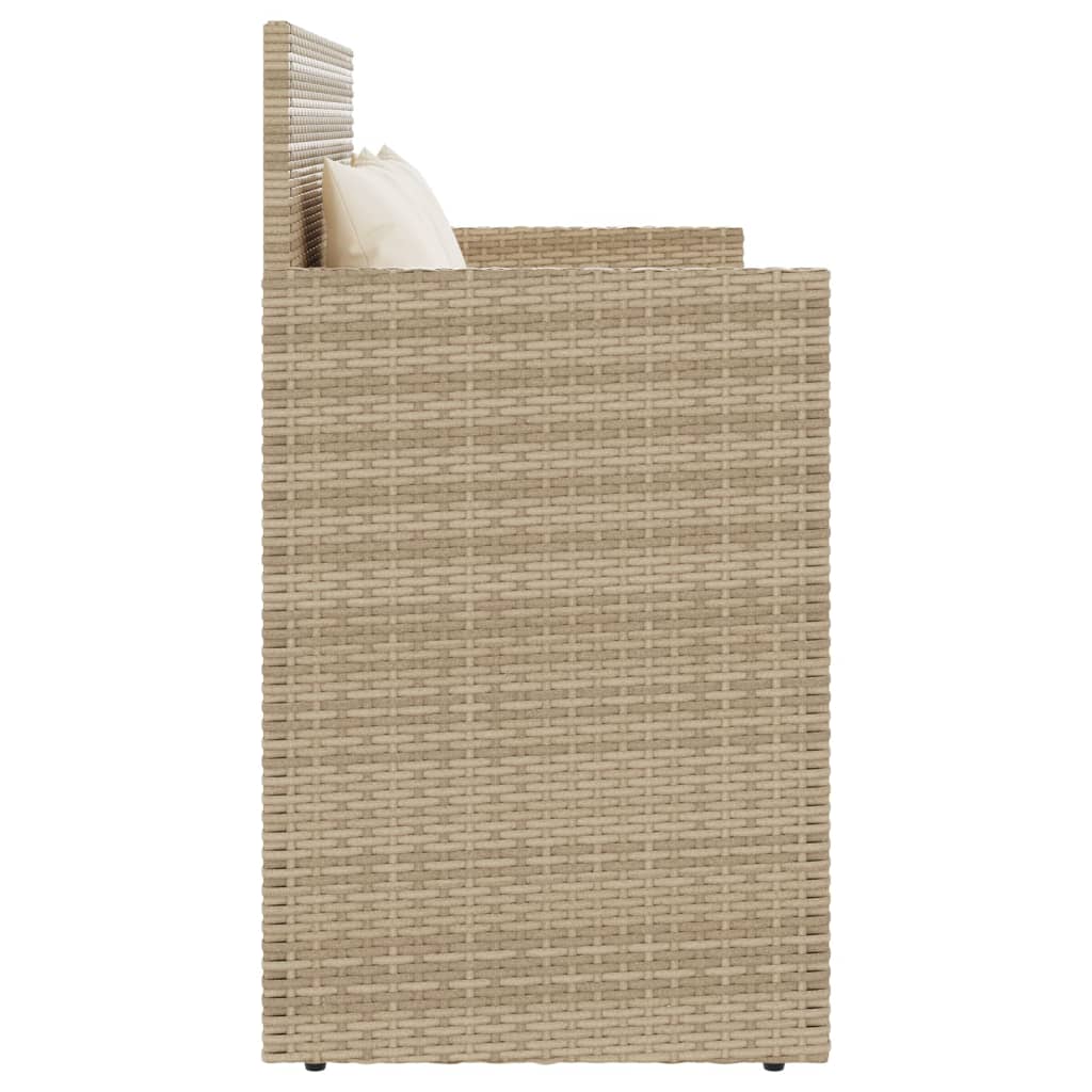 havebænk med hynder polyrattan beige