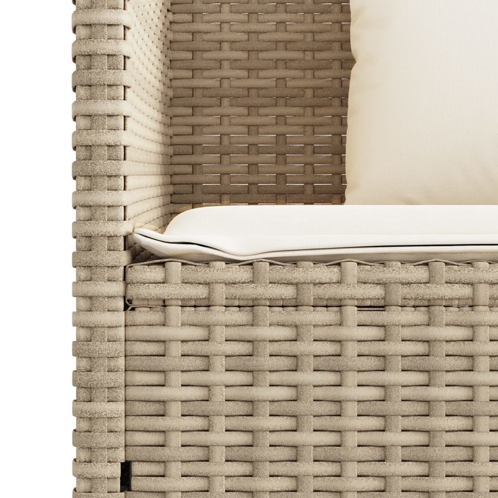 havebænk med hynder polyrattan beige