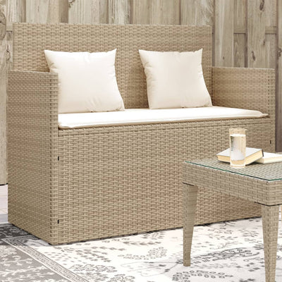 havebænk med hynder polyrattan beige