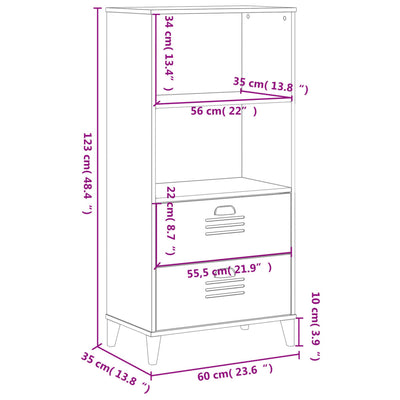 bogskab VIKEN 60x35x123 cm konstrueret træ hvid