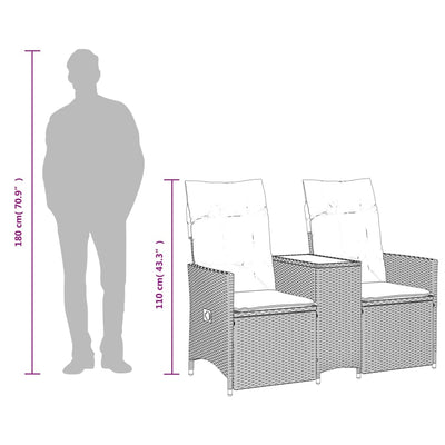 2-personers havesofa med bord og lænefunktion polyrattan beige