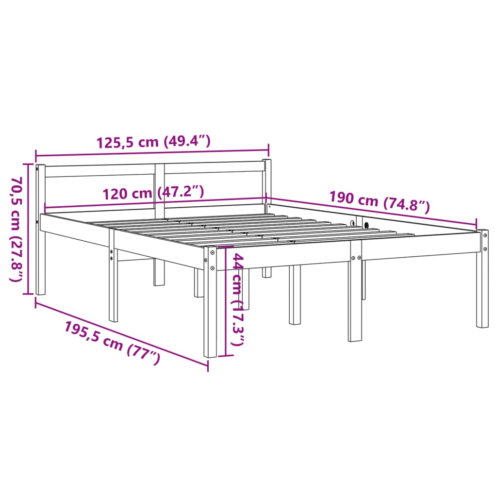 seniorseng 120x190 cm massivt fyrretræ gyldenbrun