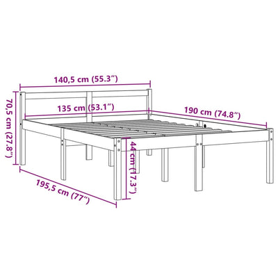 seniorseng 135x190 cm massivt fyrretræ gyldenbrun