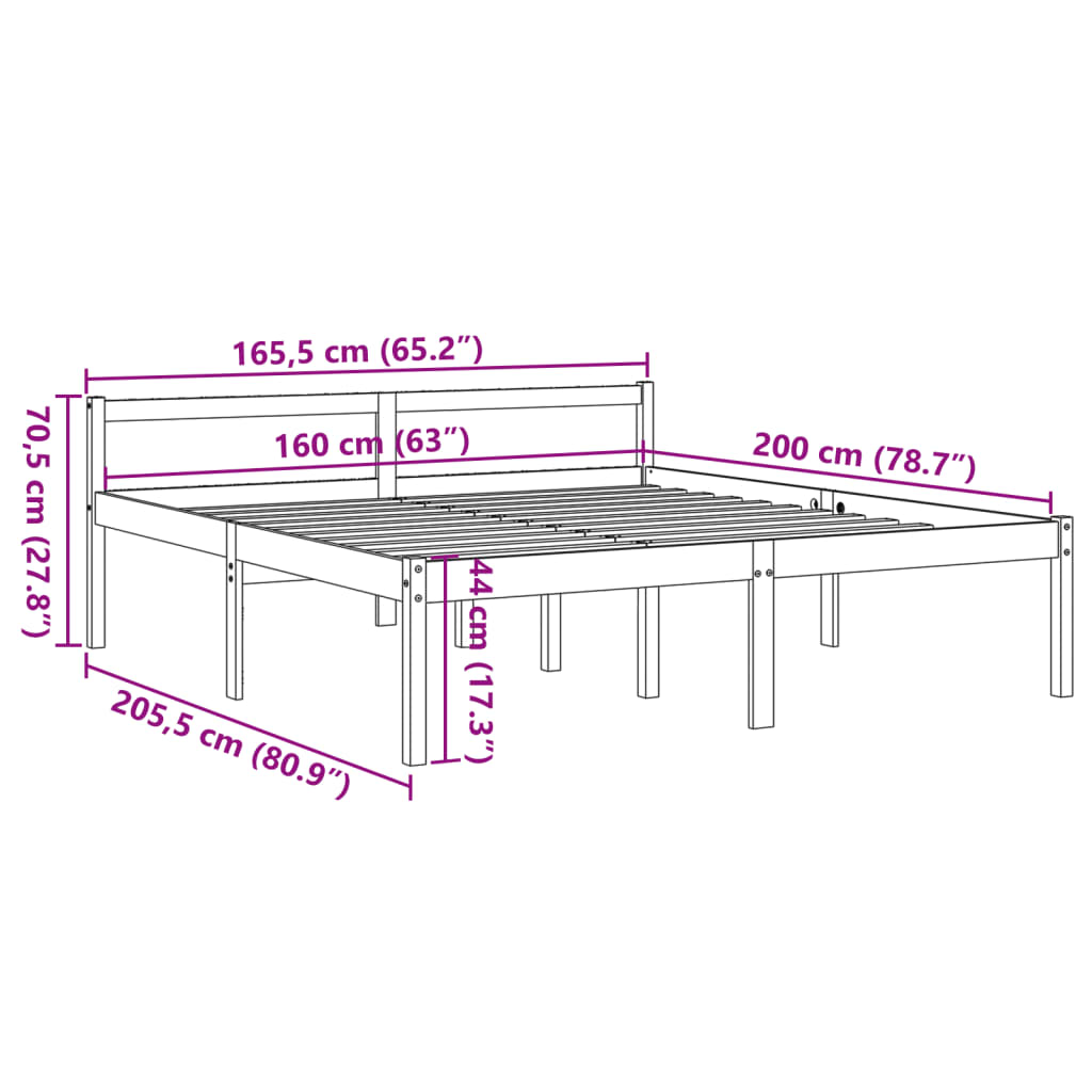 seniorseng 160x200 cm massivt fyrretræ gyldenbrun