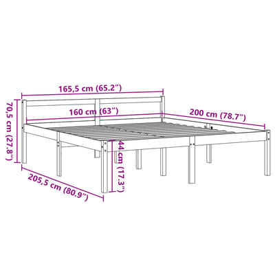 seniorseng 160x200 cm massivt fyrretræ gyldenbrun