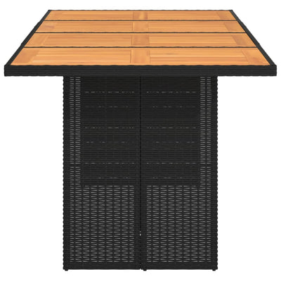 havebord med akacietop 190x80x75 cm polyrattan sort