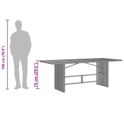 havebord med akacietop 190x80x75 cm polyrattan grå