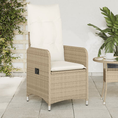 havestole 2 stk. med lænefunktion og hynder polyrattan beige