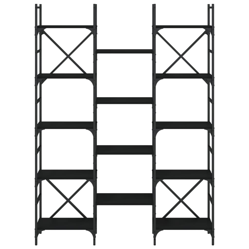 bogreol 127,5x28,5x172,5 cm konstrueret træ sort