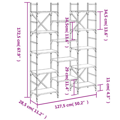 bogreol 127,5x28,5x172,5 cm konstrueret træ sort