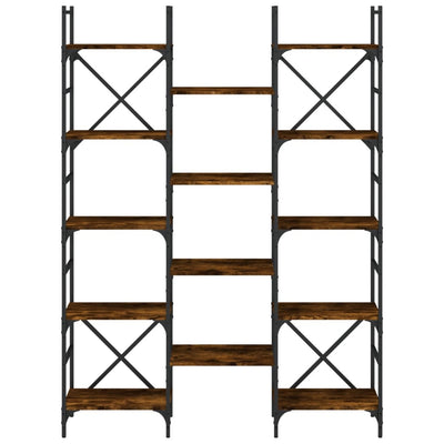 bogreol 127,5x28,5x172,5 cm konstrueret træ røget egetræsfarve