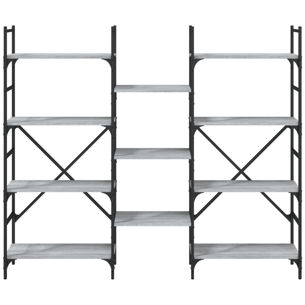 bogreol 160x28,5x136,5 cm konstrueret træ grå sonoma-eg