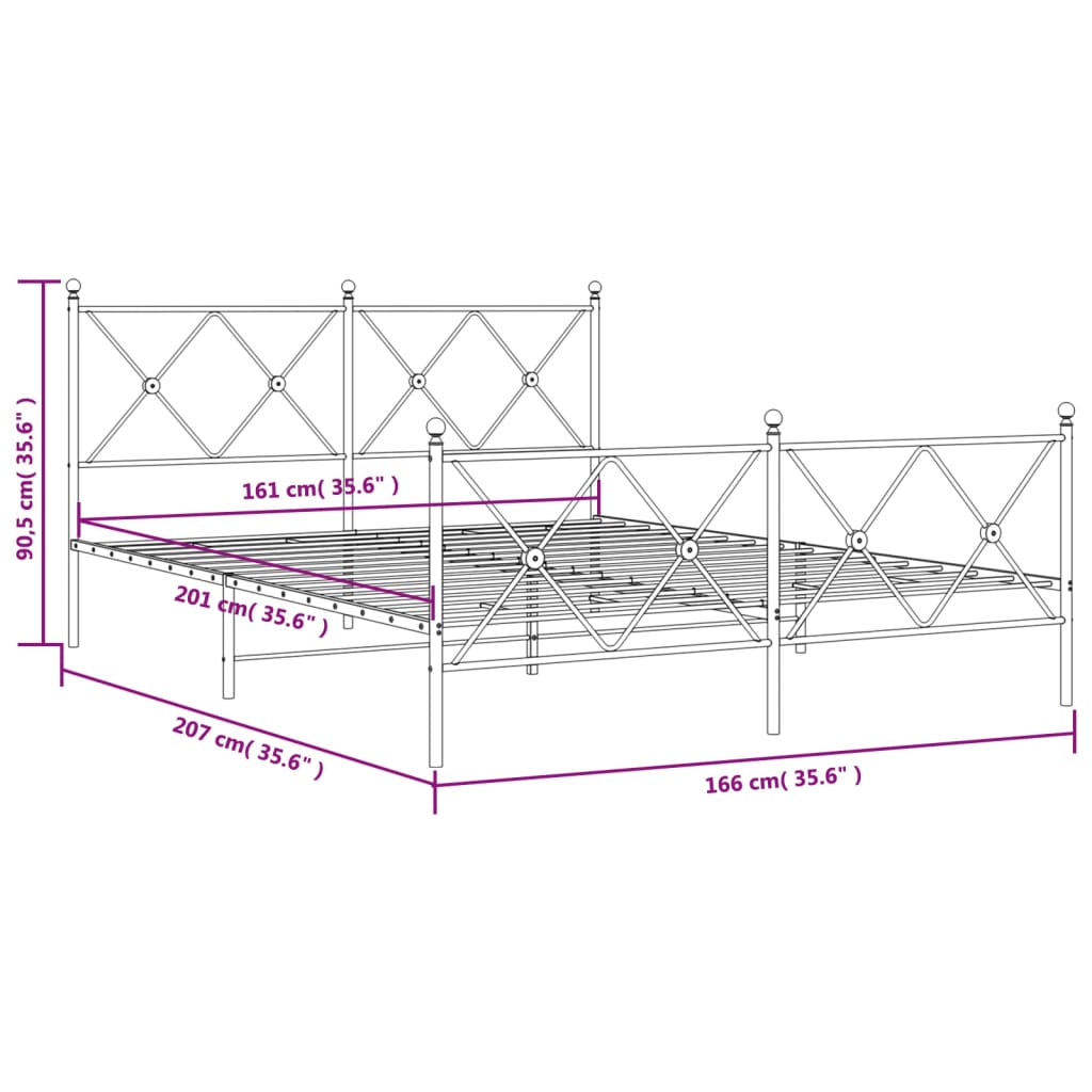 sengeramme uden madras med fodgærde 160x200 cm sort