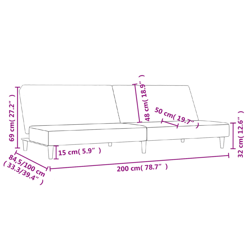 2-personers sovesofa stof sort