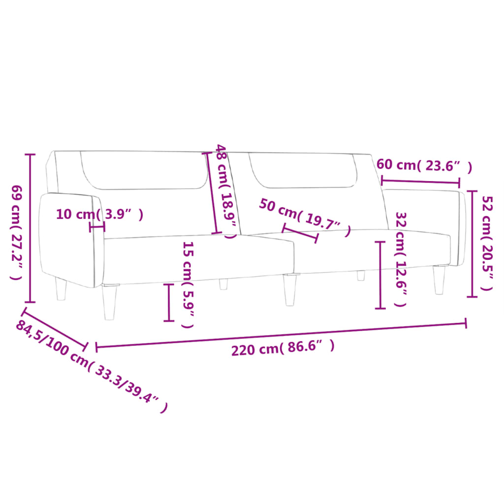 2-personers sovesofa stof cremefarvet