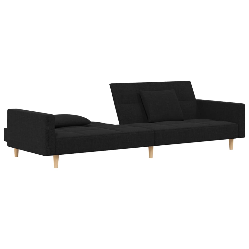 2-personers sovesofa med 2 puder stof sort