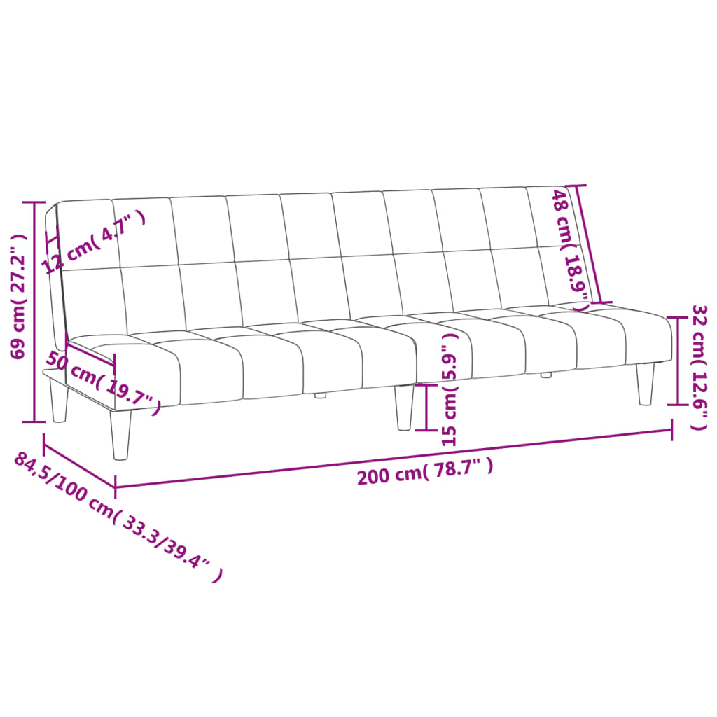 2-personers sovesofa stof sort