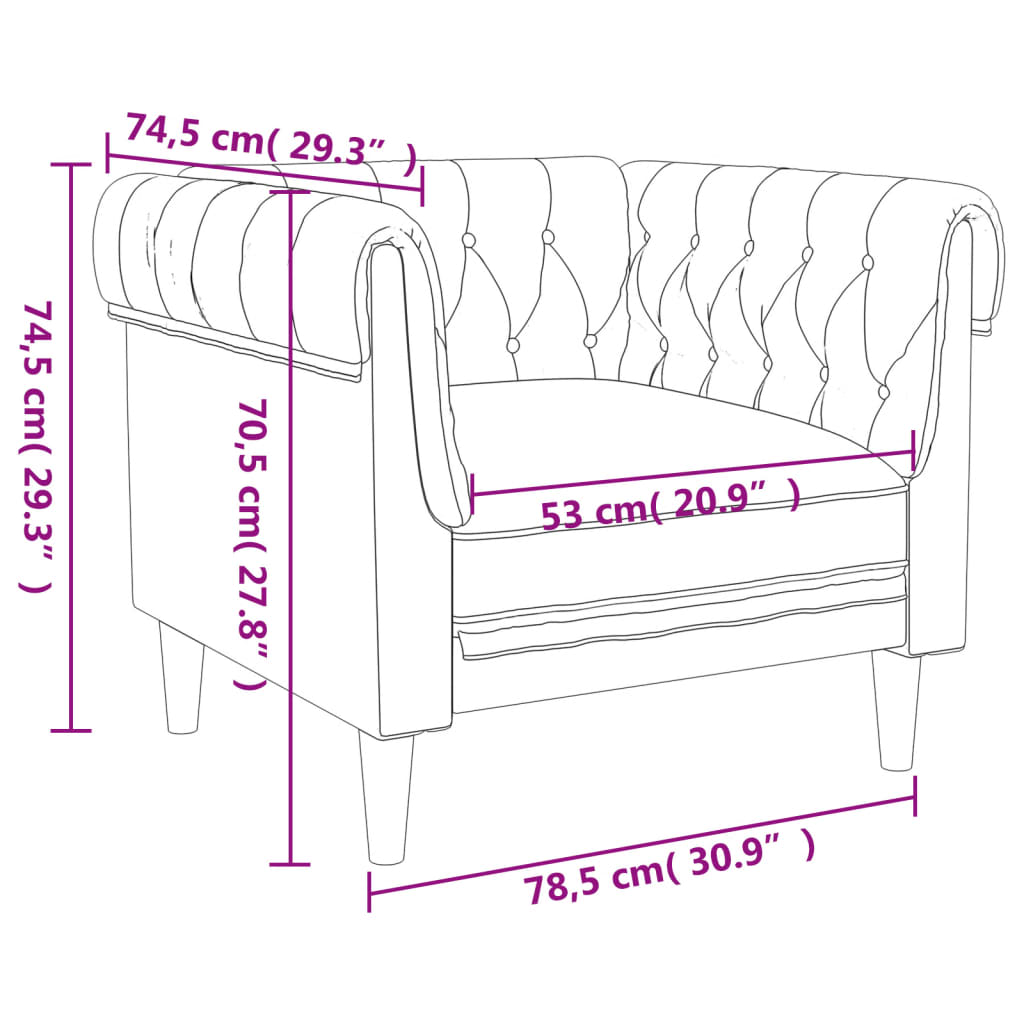 Chesterfield-sofastol stof sort