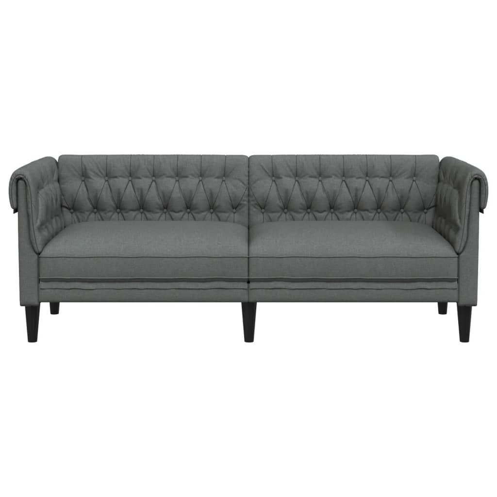 3-personers Chesterfield-sofa stof mørkegrå