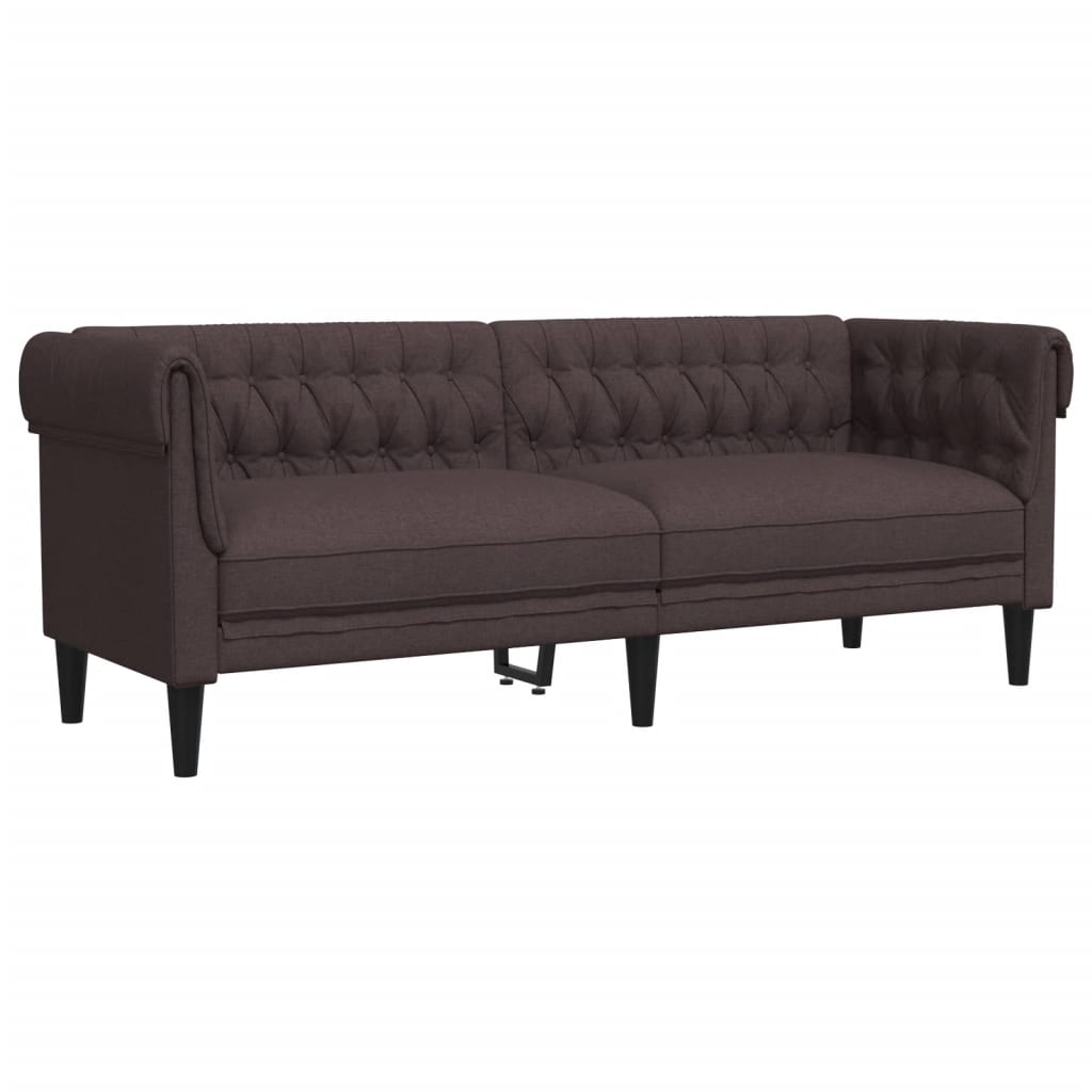 3-personers Chesterfield-sofa stof mørkebrun