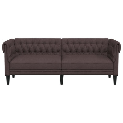 3-personers Chesterfield-sofa stof mørkebrun