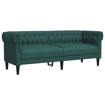 3-personers Chesterfield-sofa stof mørkegrøn