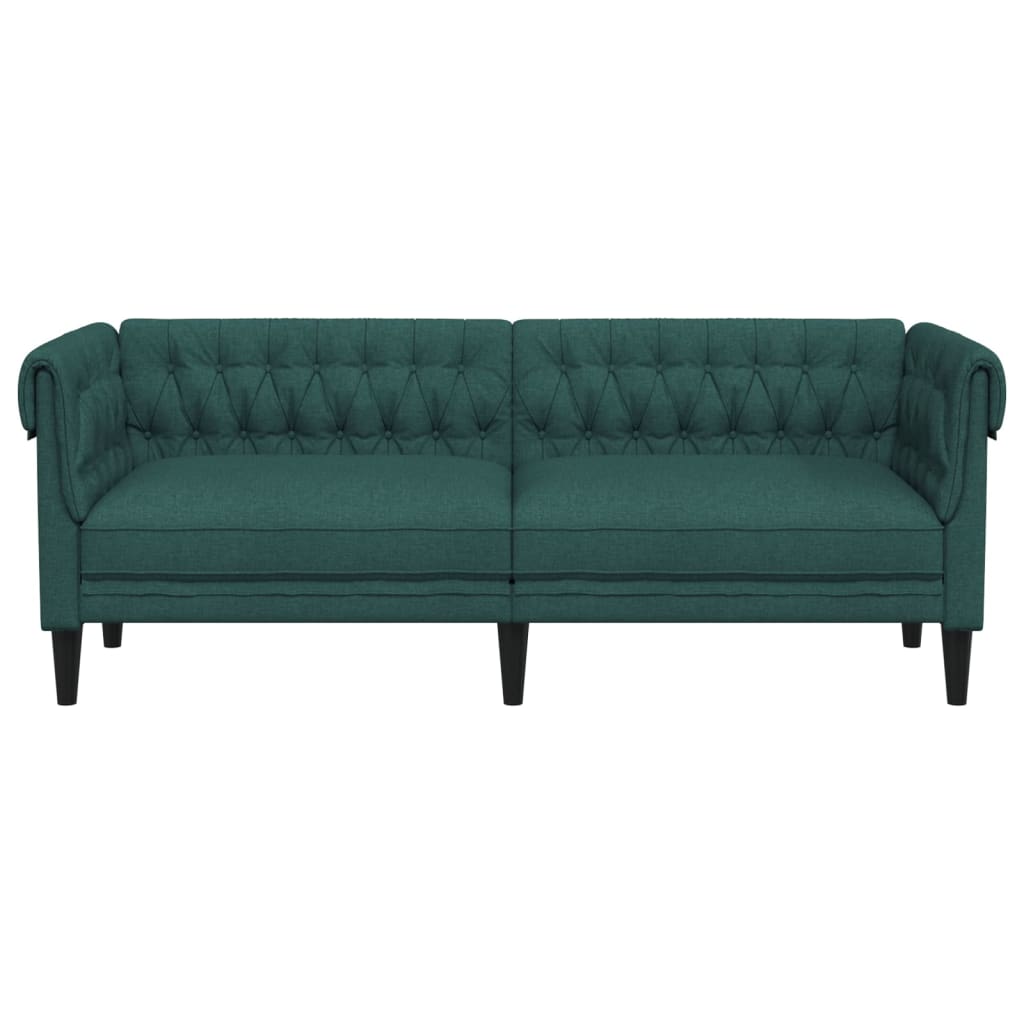 3-personers Chesterfield-sofa stof mørkegrøn