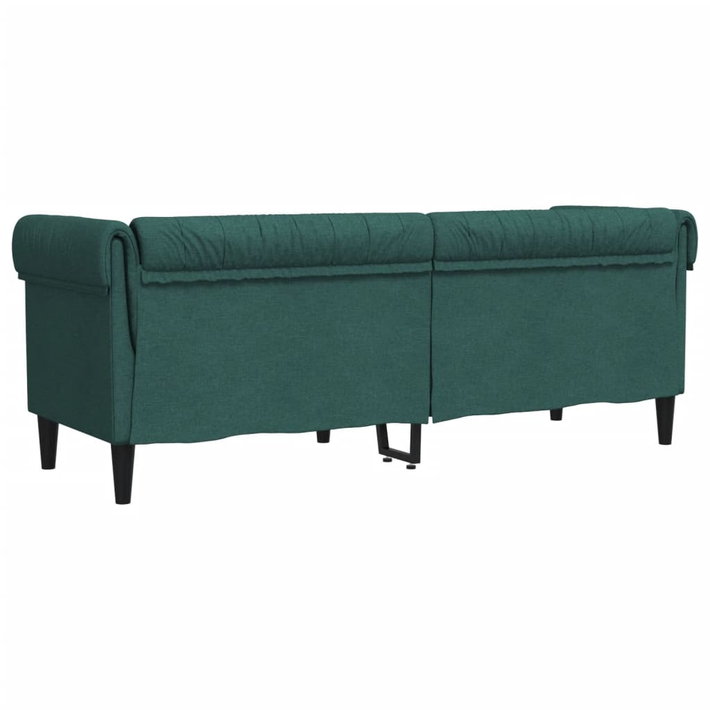 3-personers Chesterfield-sofa stof mørkegrøn