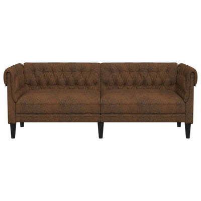 3-personers Chesterfield-sofa stof brun