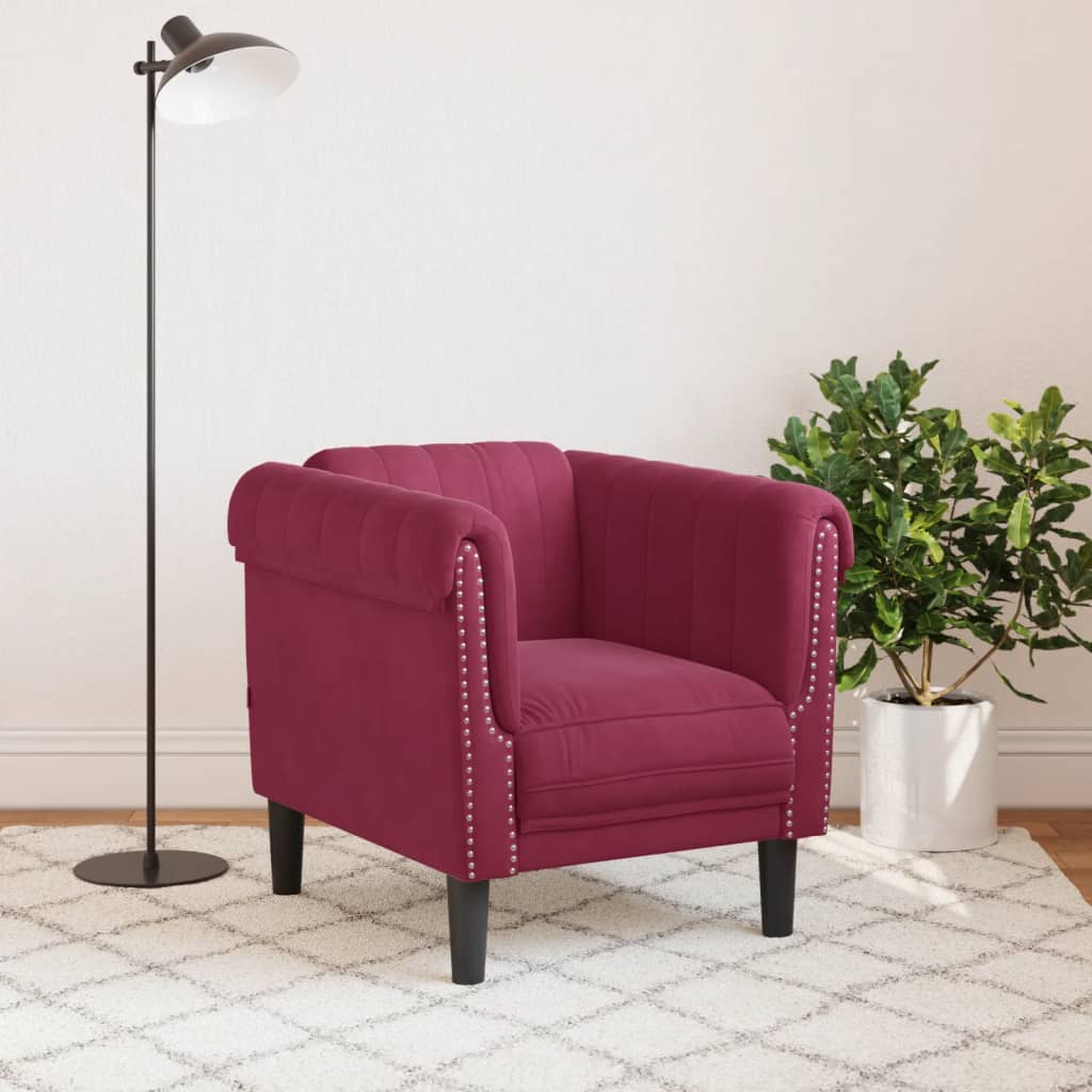 sofastol velour vinrød