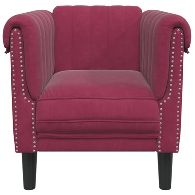 sofastol velour vinrød