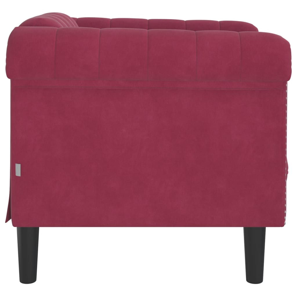 sofastol velour vinrød