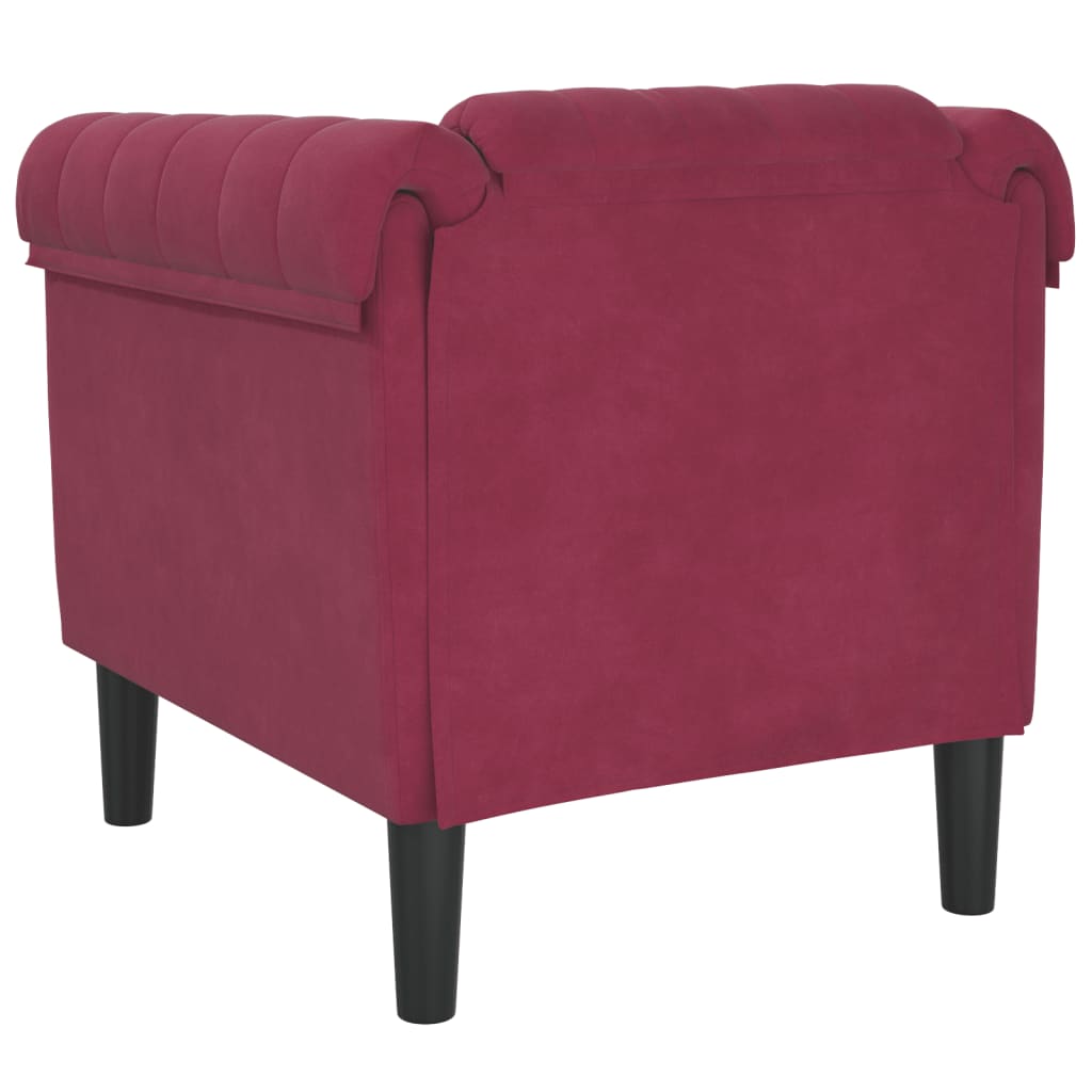 sofastol velour vinrød