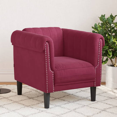 sofastol velour vinrød