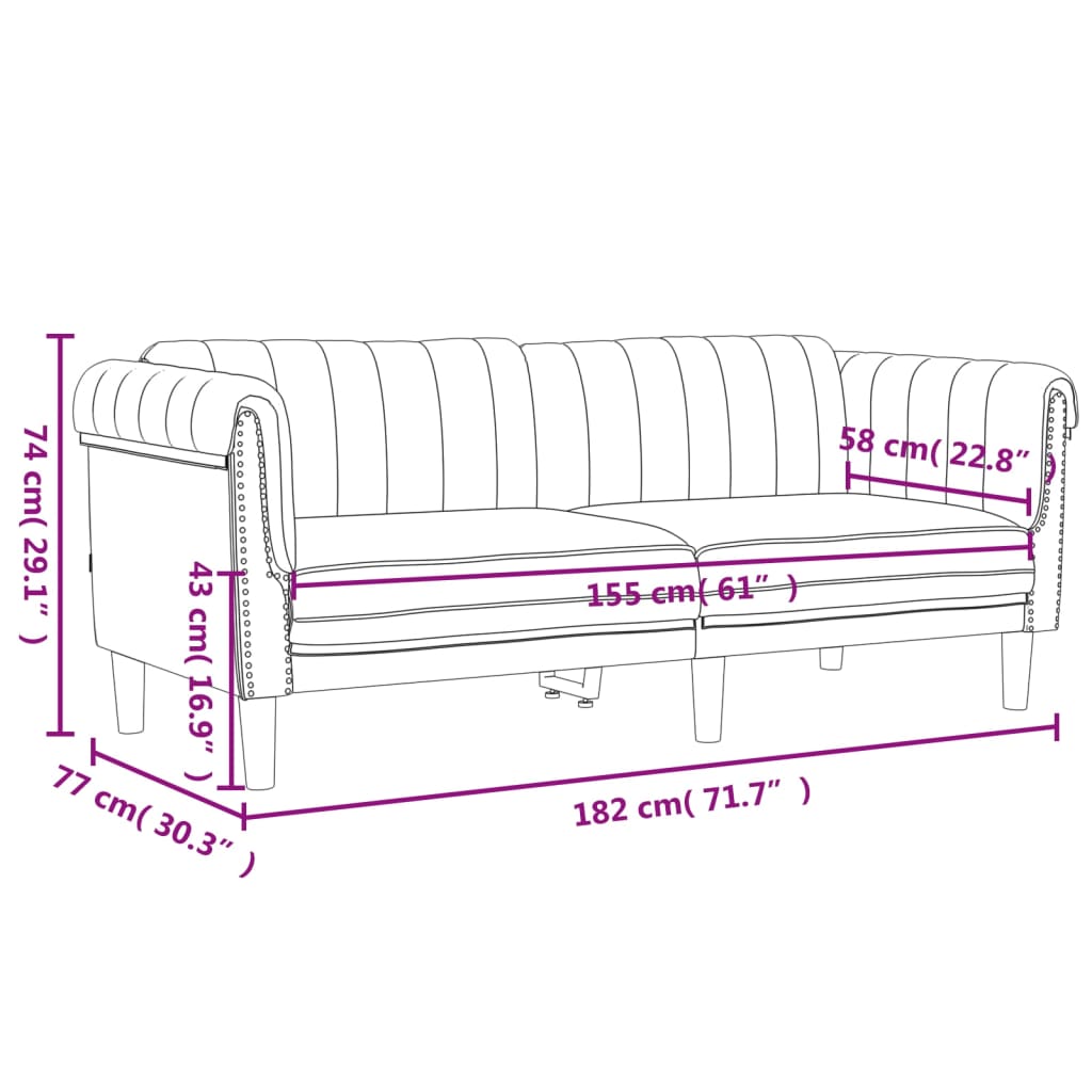 2-personers sofa velour lysegrå