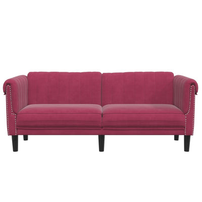 2-personers sofa velour vinrød