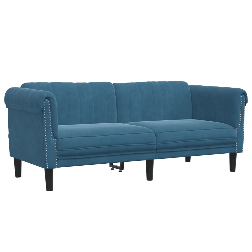 2-personers sofa velour blå