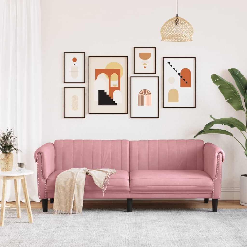 3-personers sofa velour lyserød