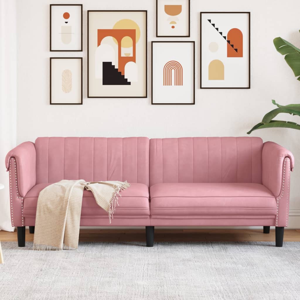 3-personers sofa velour lyserød