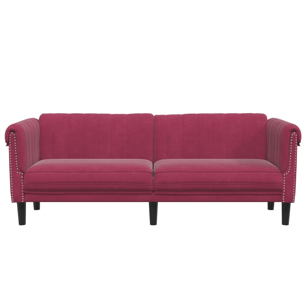 3-personers sofa velour vinrød