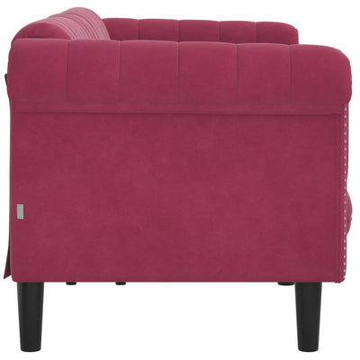 3-personers sofa velour vinrød