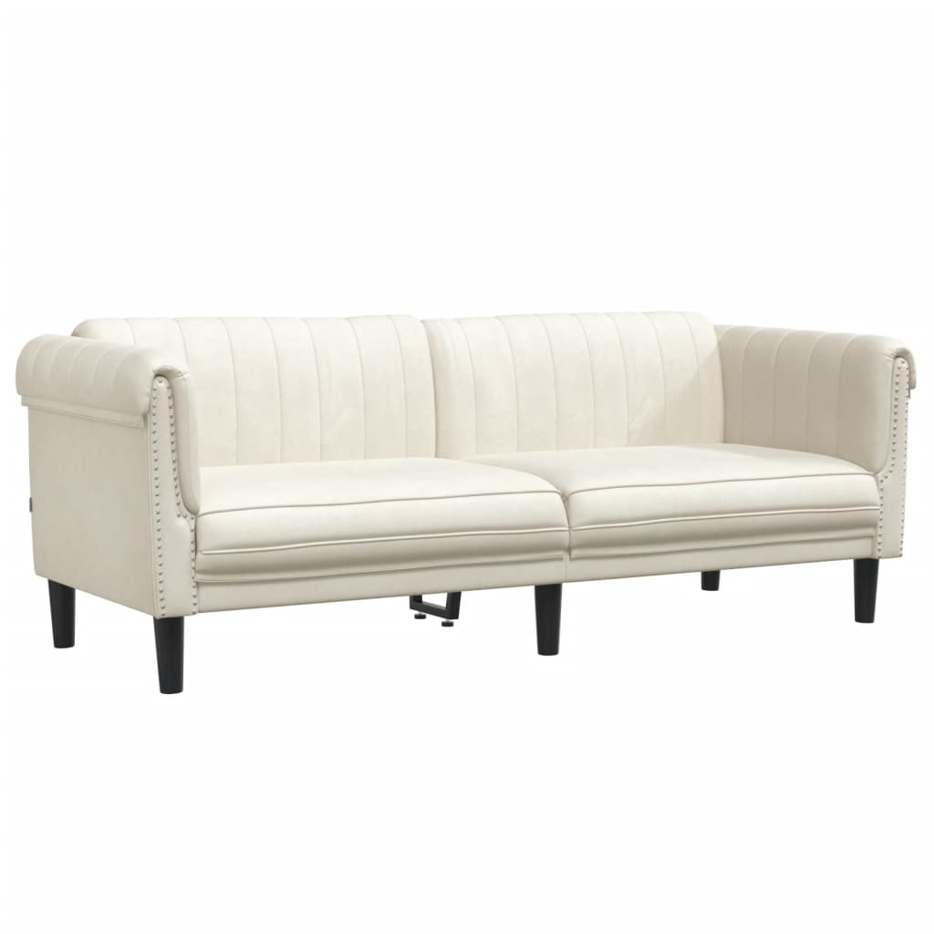 3-personers sofa velour cremefarvet