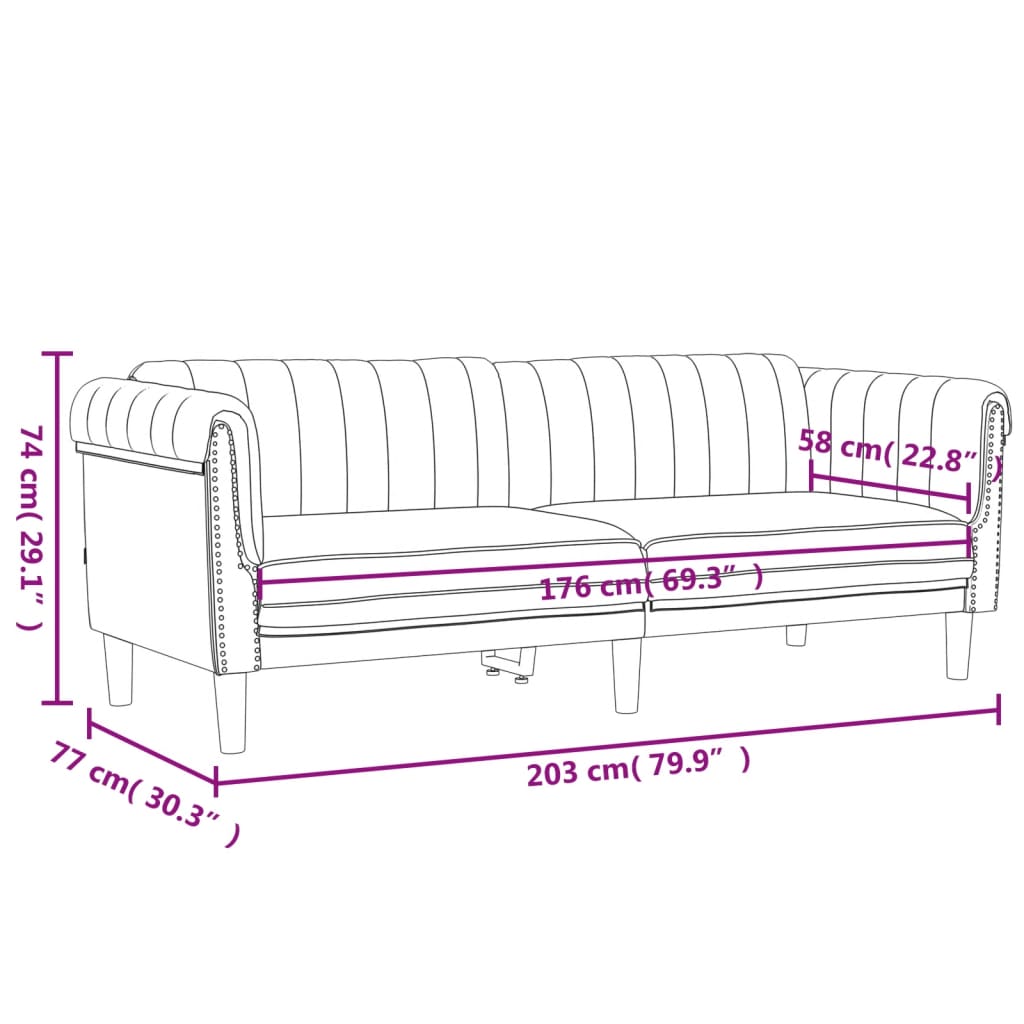 3-personers sofa velour cremefarvet