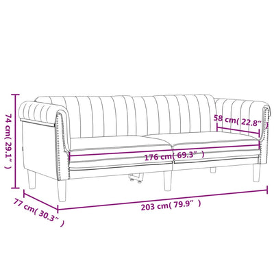 3-personers sofa velour cremefarvet